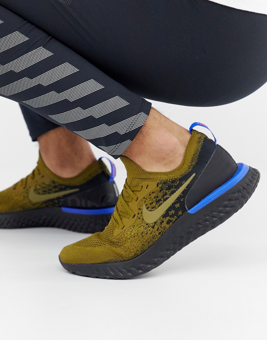 Nike Running Epic React Flyknit trainers in khaki aq0067-301