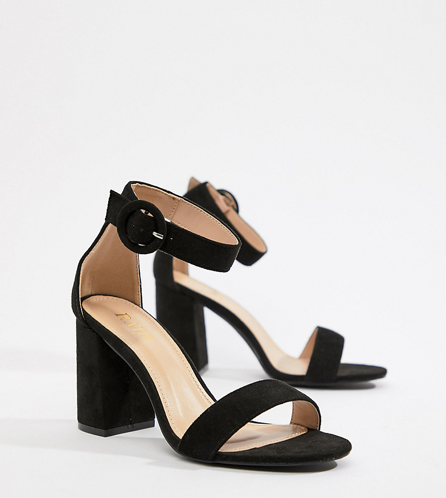 RAID Wide Fit Genna black block heeled sandals