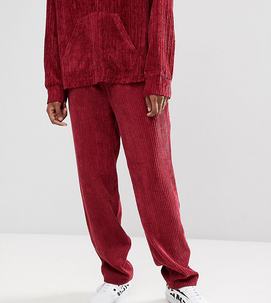 Reclaimed Vintage Inspired Cord Trousers In Burgundy