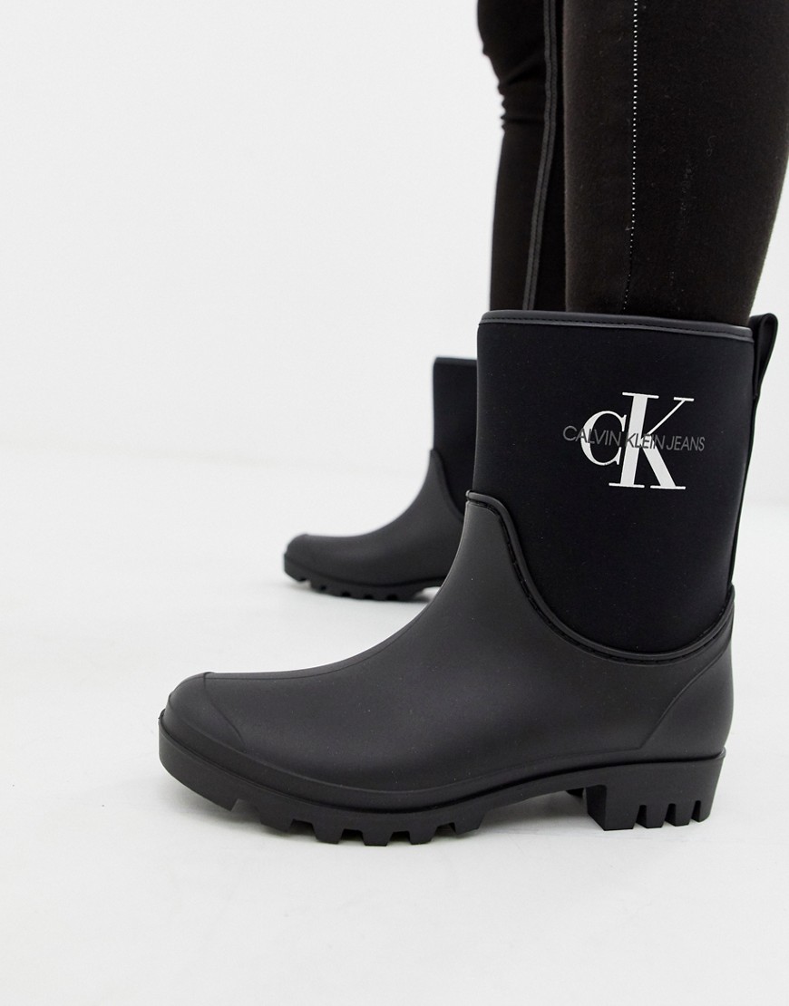 Calvin Klein Jeans Philippa black ankle wellington boots