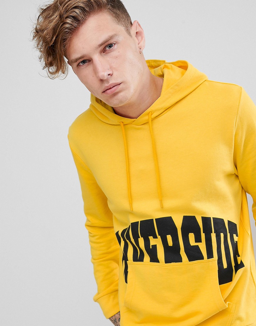 Brooklyn Supply Co hoodie with riverside print in yellow