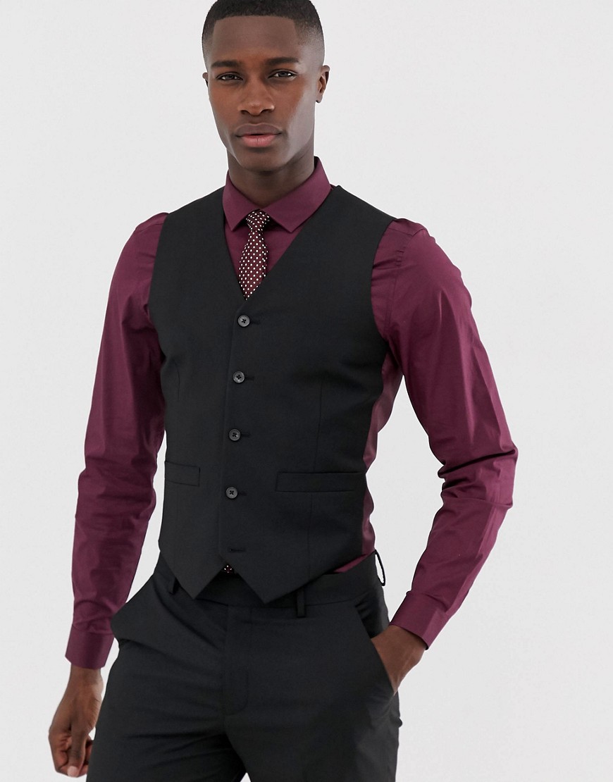 Asos Design Skinny Suit Vest In Black