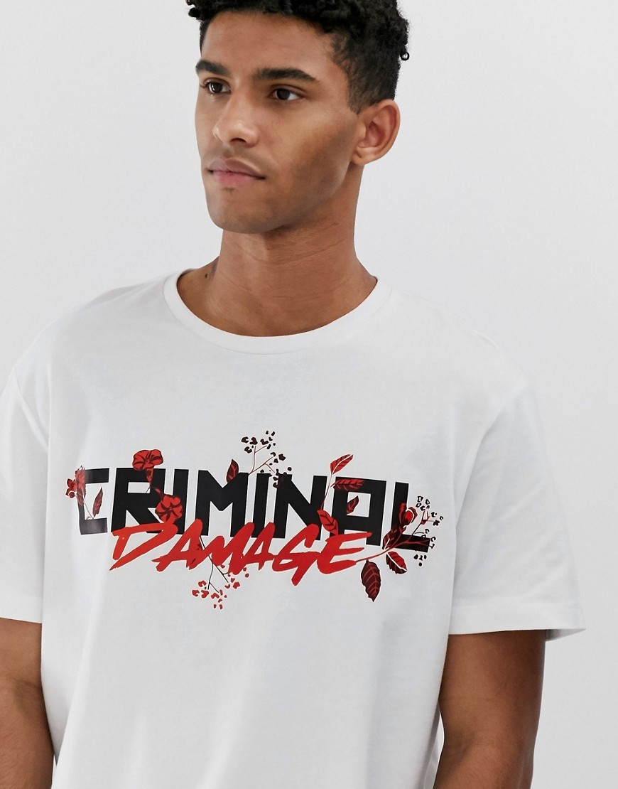 Criminal Damage oversized t-shirt in black with logo
