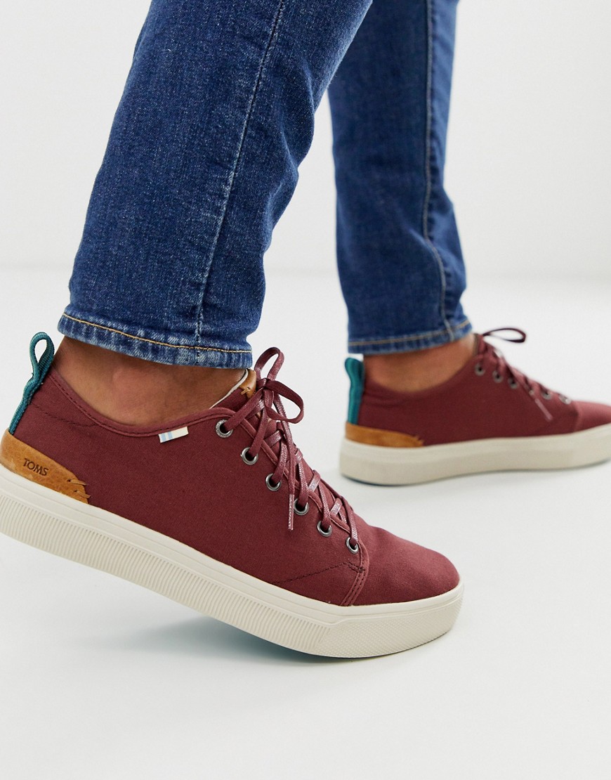 Toms travel lite trainers in burgundy