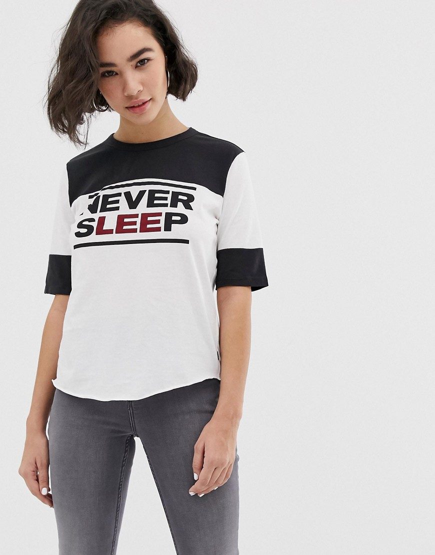 Lee colourblock never sleep ringer t-shirt