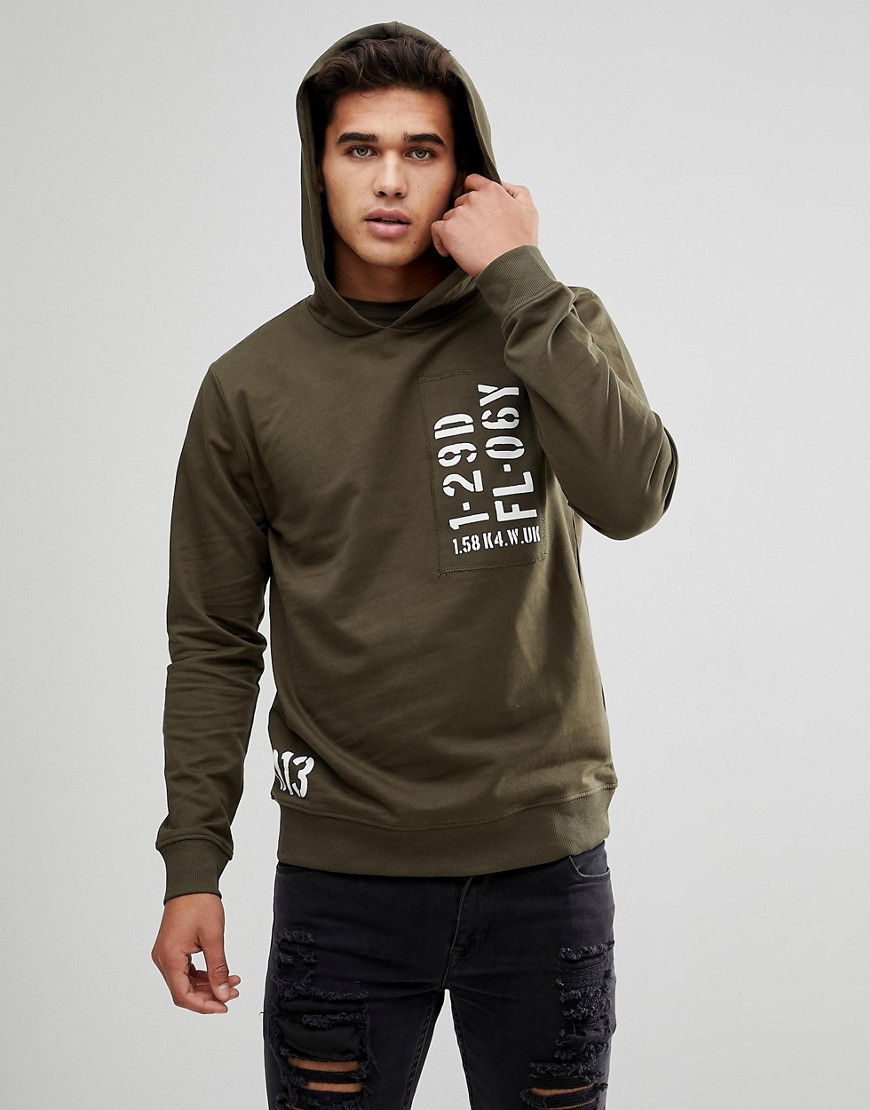 Troy Hooded Patch Hoodie - Forest night