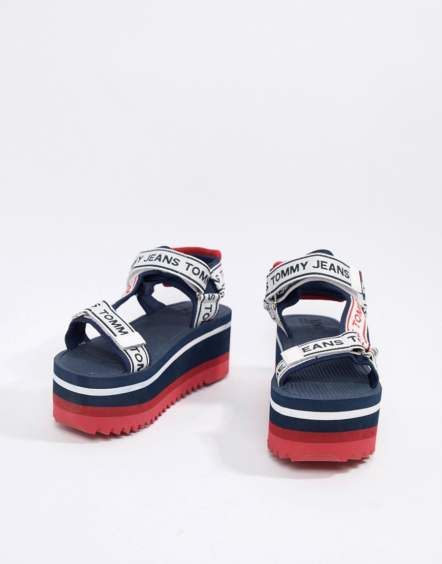 Tommy Jeans Flatform Sandals With All Over Logo Tape - Multi