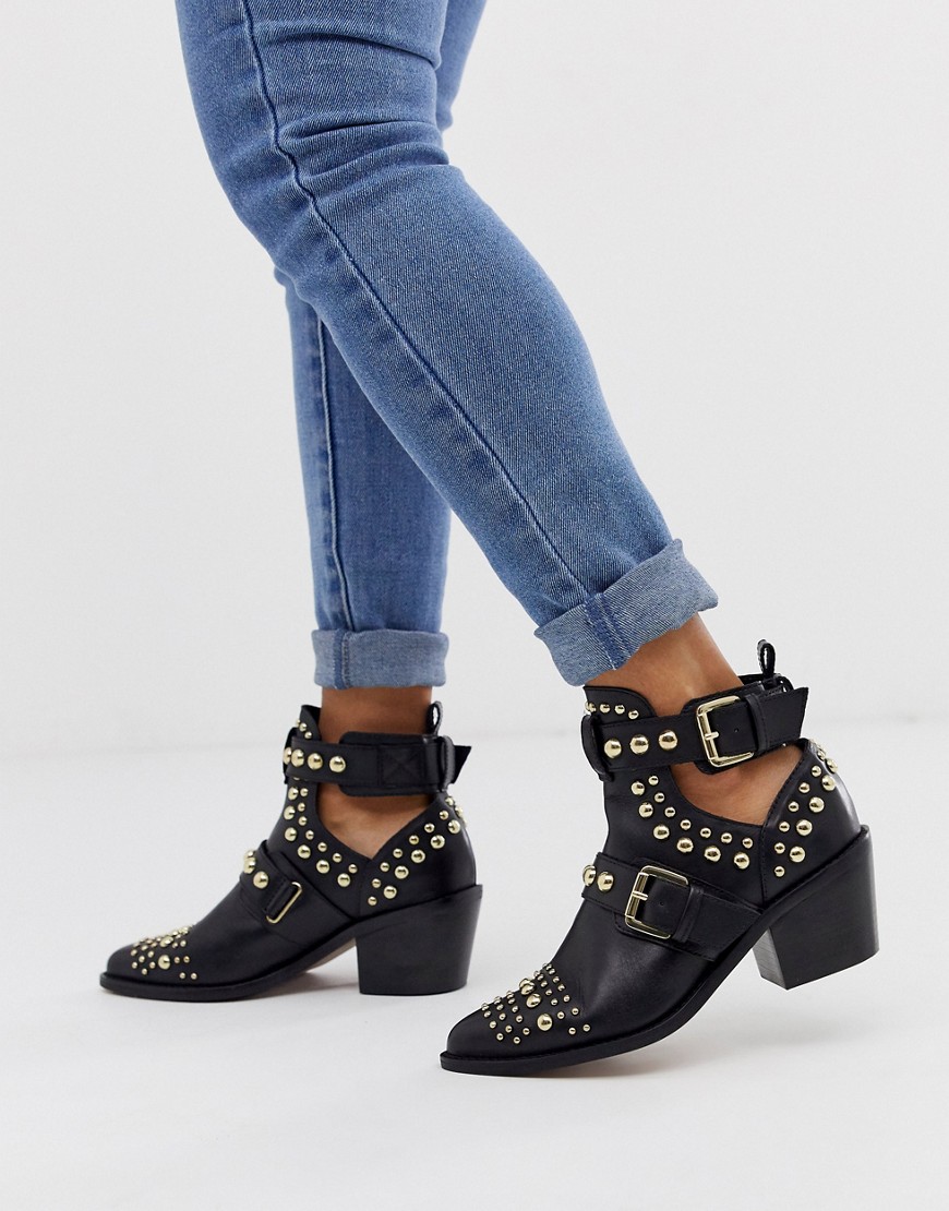 Kurt Geiger Sybil studded heeled ankle boots in black