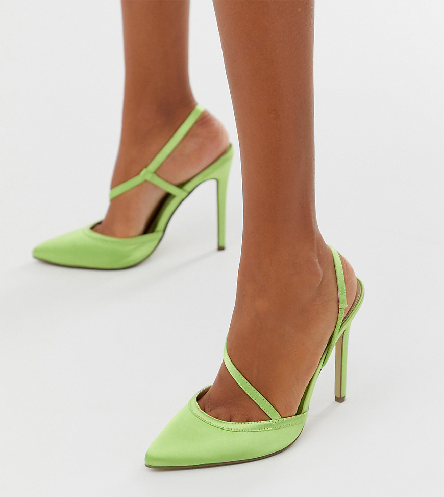 Missguided court shoe with strap detail in green