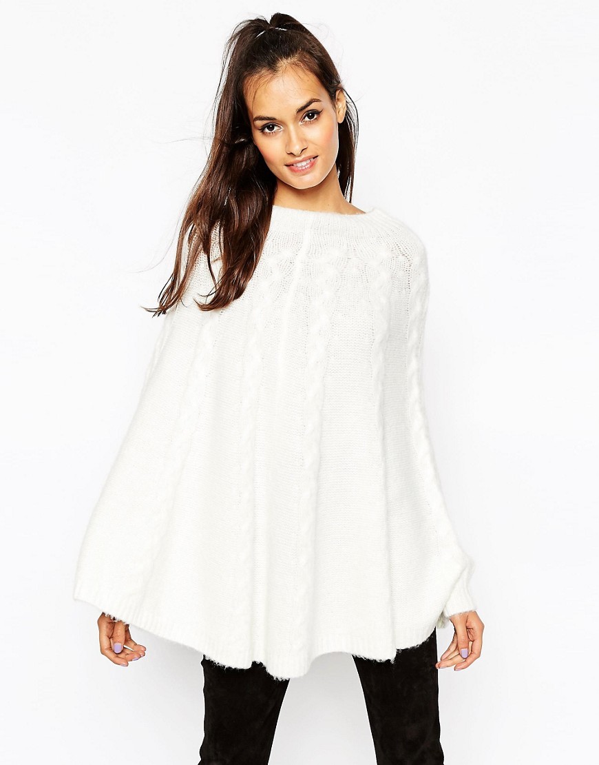 ASOS Cable Cape Sweater in Fluffy Yarn