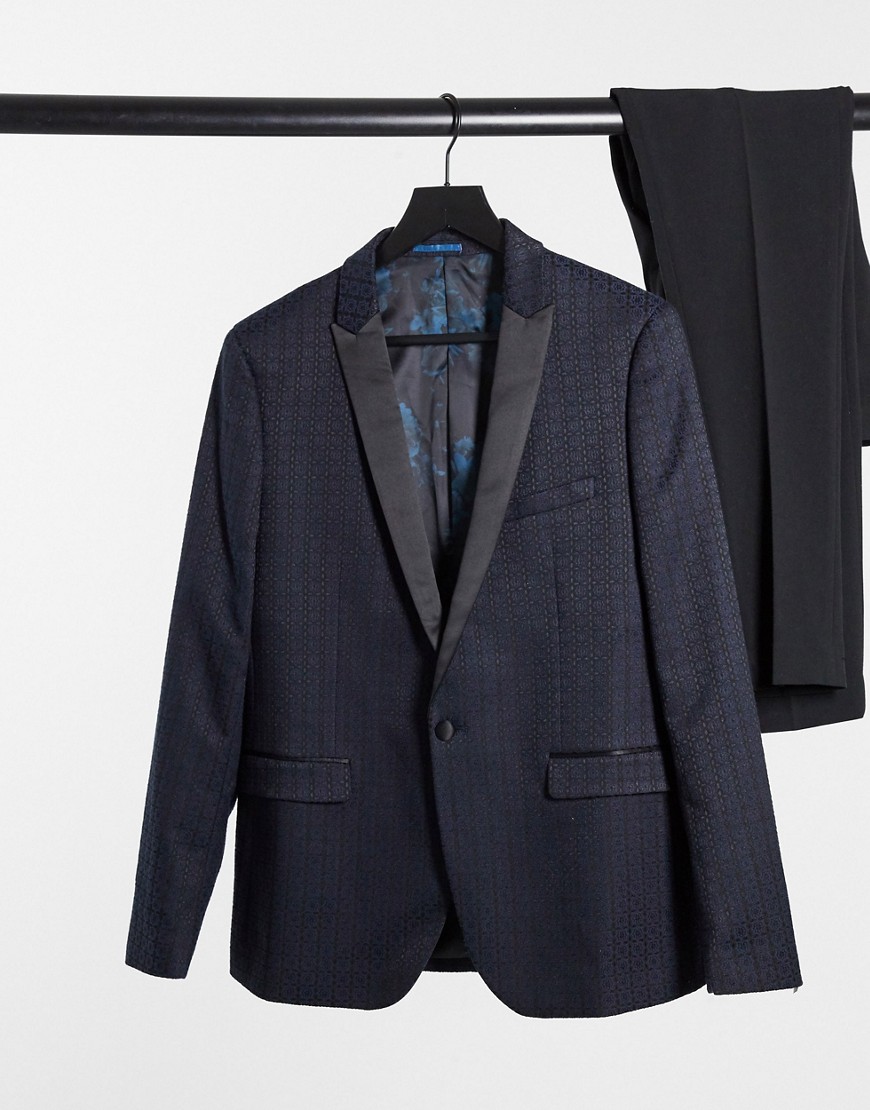 Жаккардовый приталенный пиджак Harry Brown - Темно-синий 