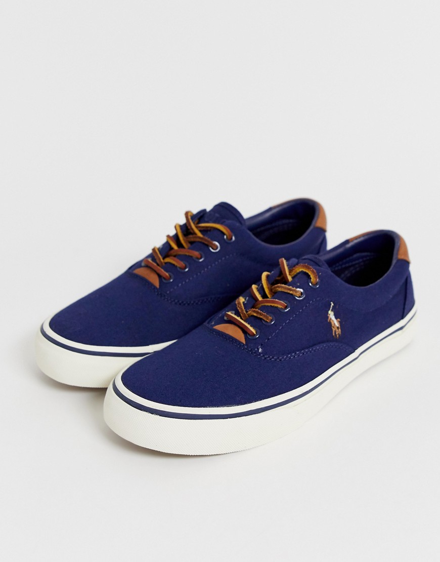 Polo Ralph Lauren thornton plimsoll with multi player logo in navy