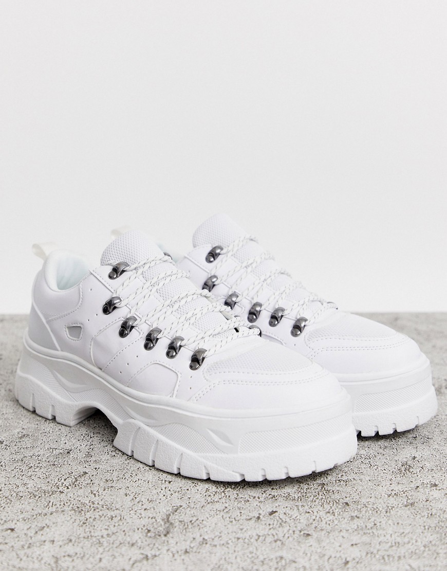 ASOS DESIGN trainers in white with hiker details and chunky sole