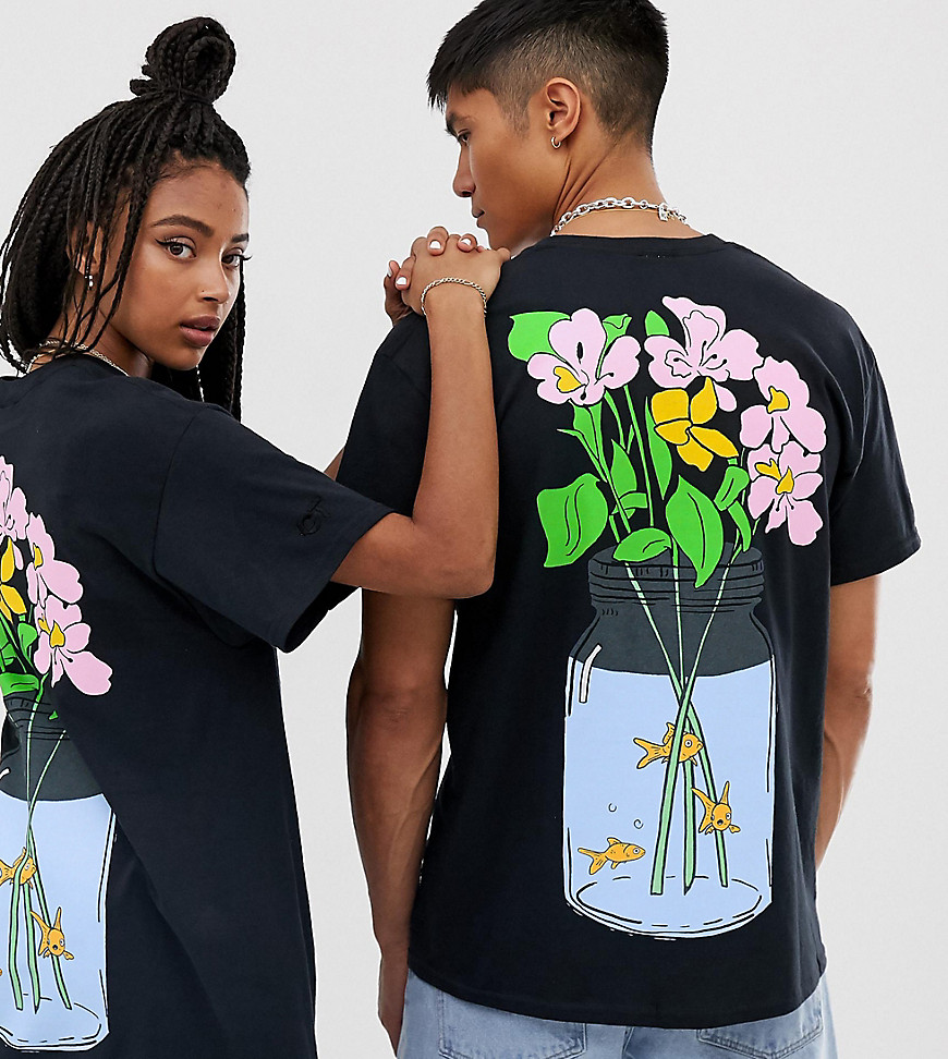 Crooked Tongues unisex oversized t-shirt with back flower print