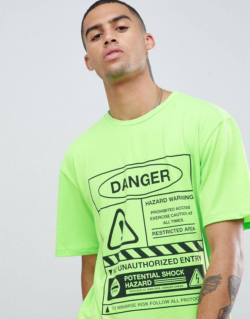 Granted T-Shirt In Green With Danger Print
