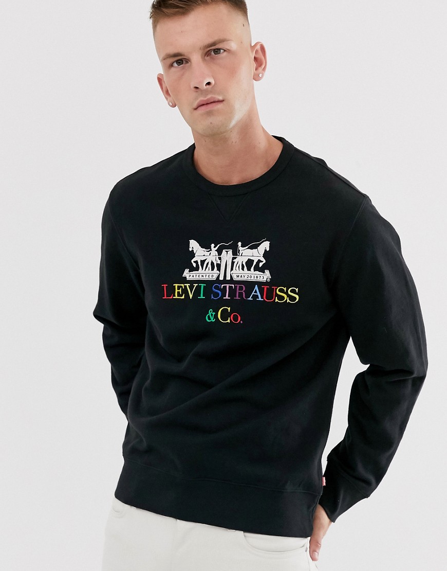 Levi's 2 horse multi 90s logo sweatshirt in mineral black