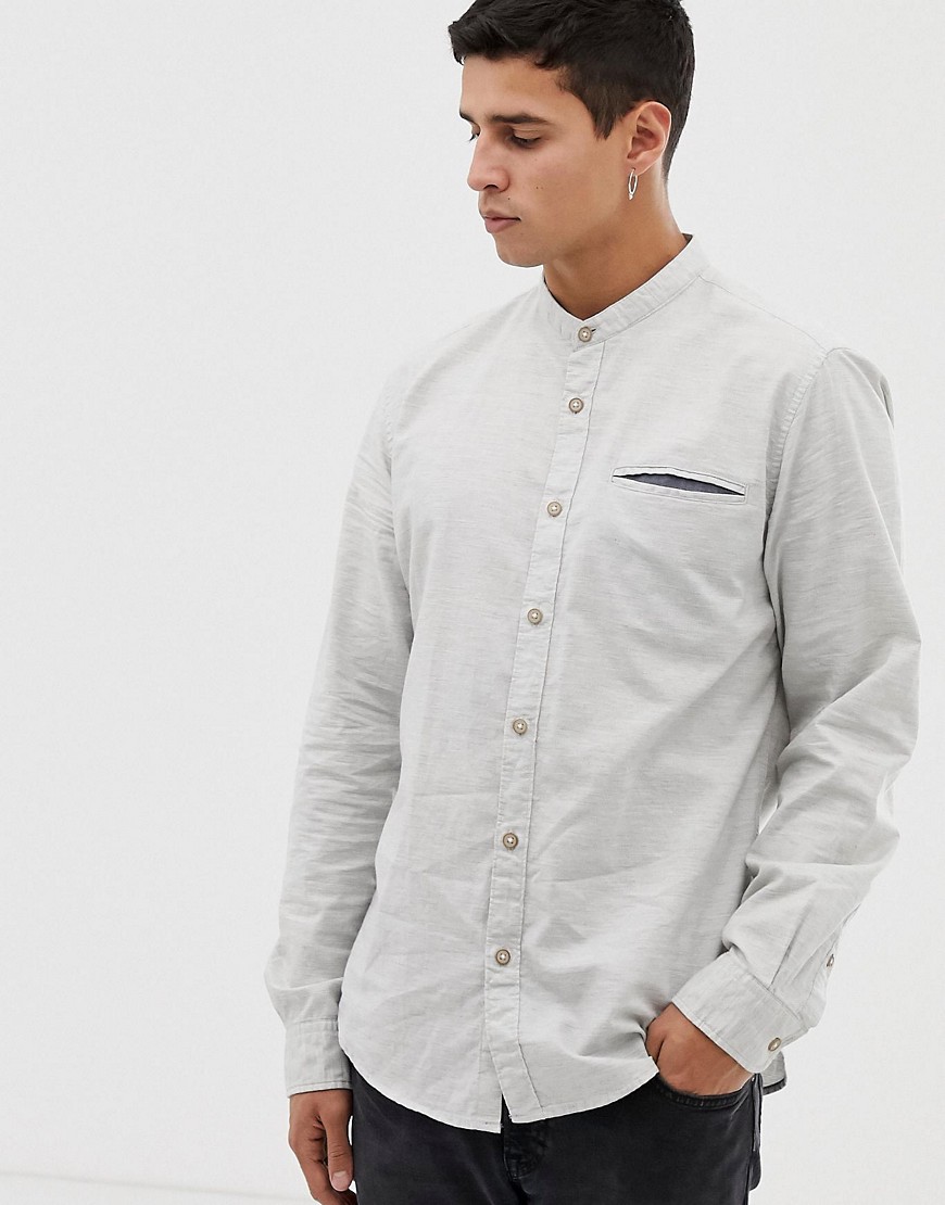 Esprit slim fit structured shirt with chest pocked in grey