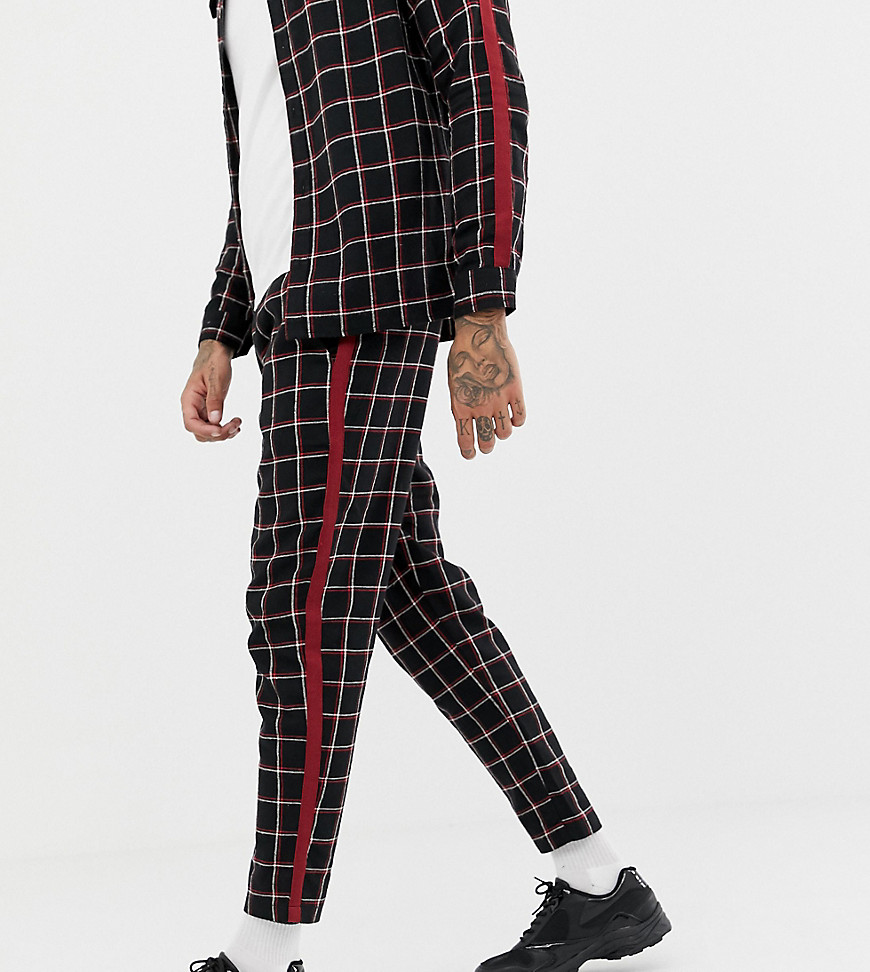 Mauvais relaxed tapered check trousers with side stripe