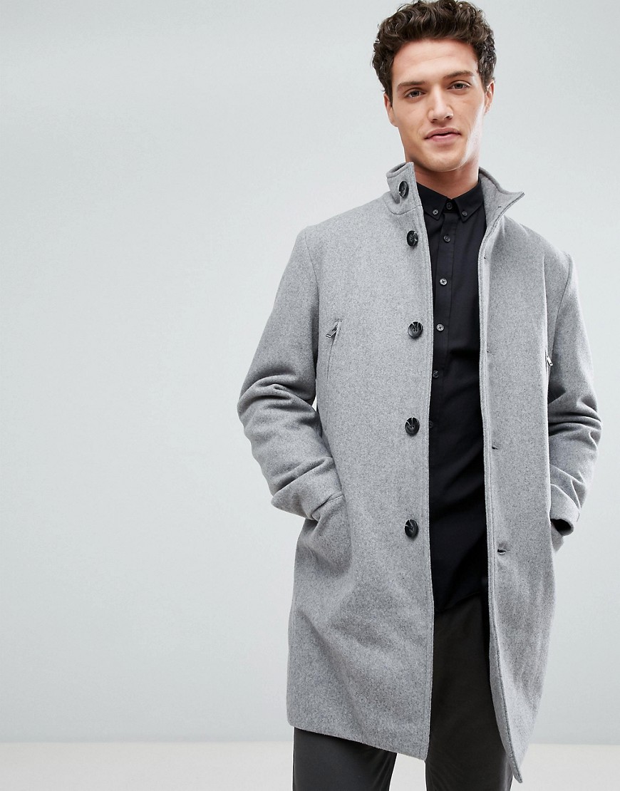 Lindbergh Smart Wool Coat in Grey - Grey mel