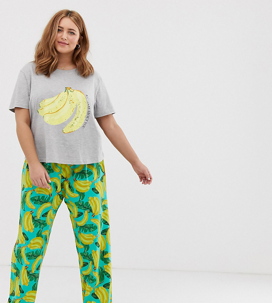 ASOS DESIGN Curve mix & match pyjama bananas about you jersey t-shirt