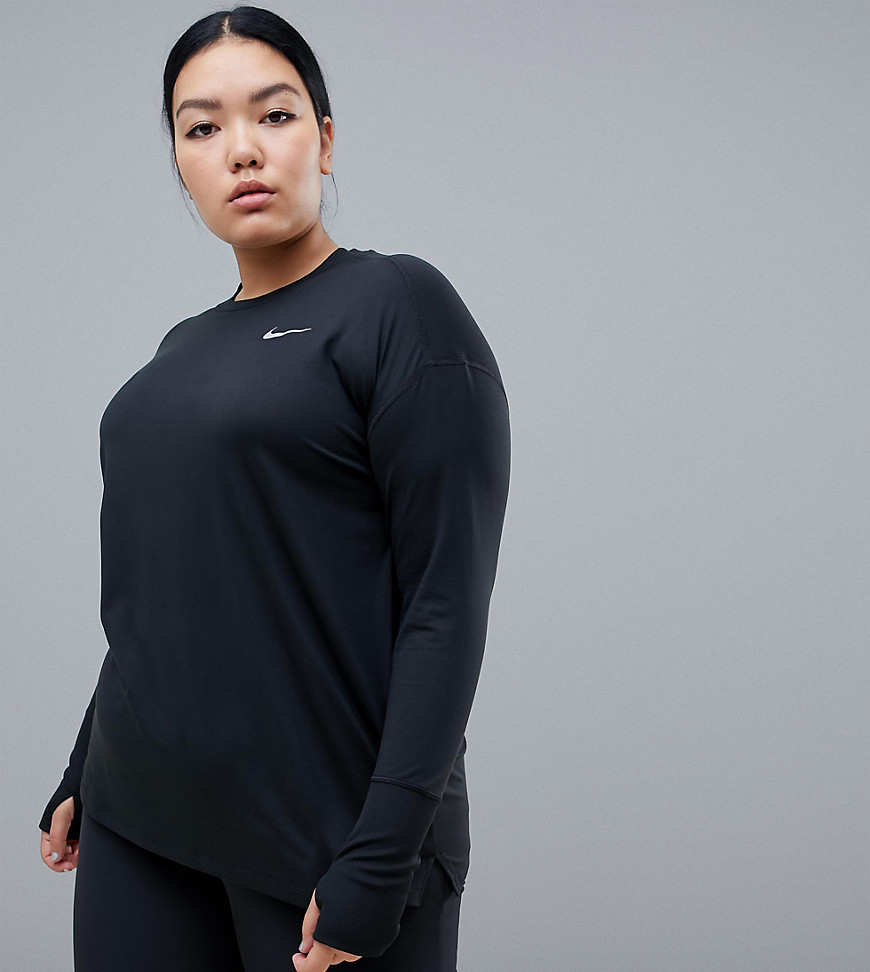 Nike Running Plus Element Long Sleeve Top In Black