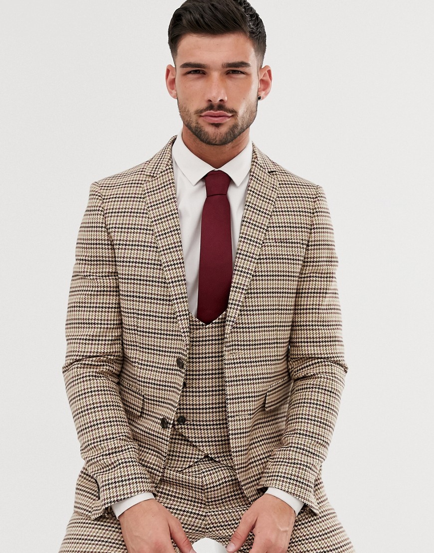 Gianni Feraud skinny fit dog tooth check suit jacket