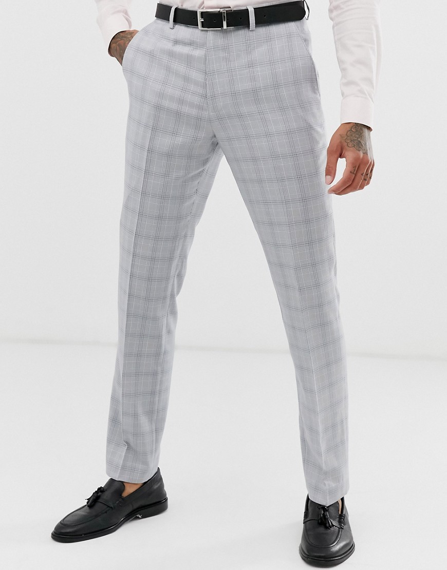 Harry Brown slim fit light grey check suit trouser