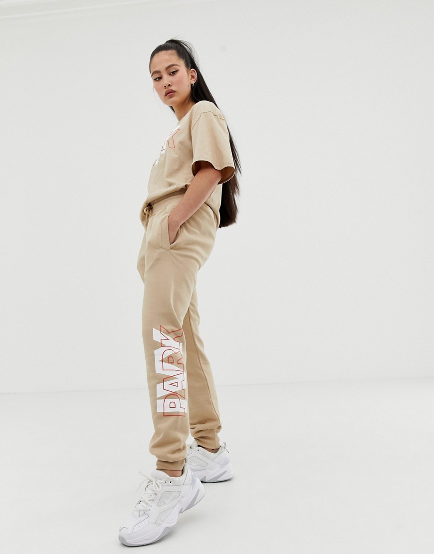 Ivy Park Layer Logo Joggers In Beige