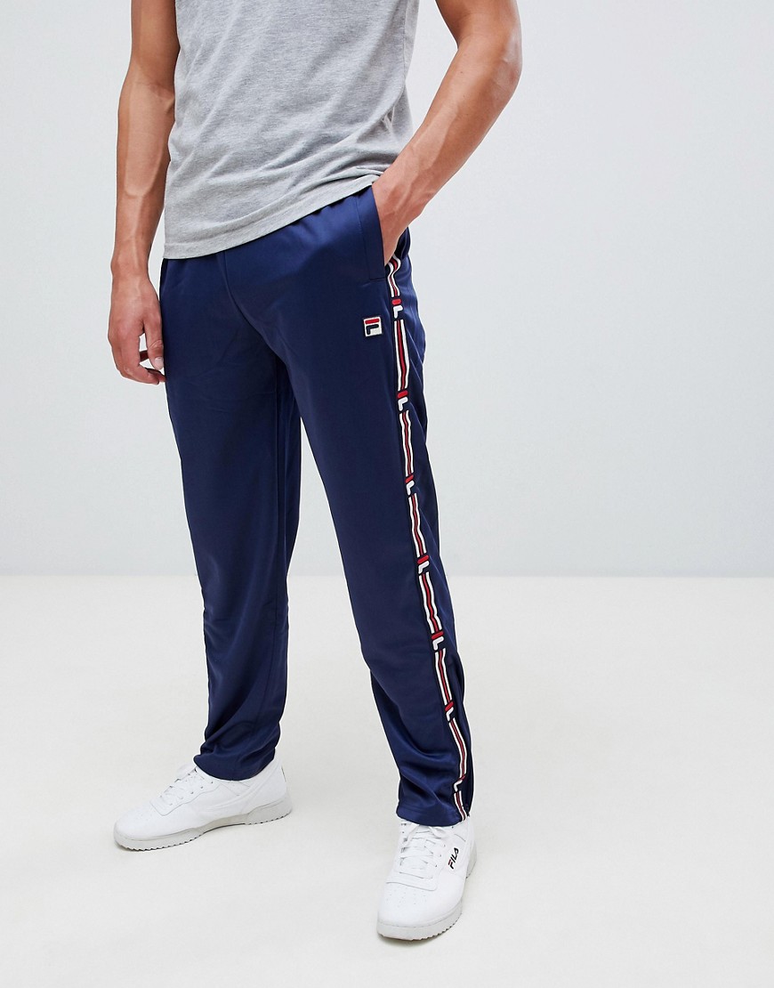 Fila White Line Joggers With Taping In Navy