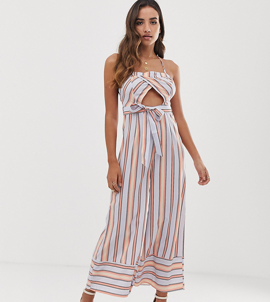Parallel Lines cami jumpsuit with cut out detail in stripe