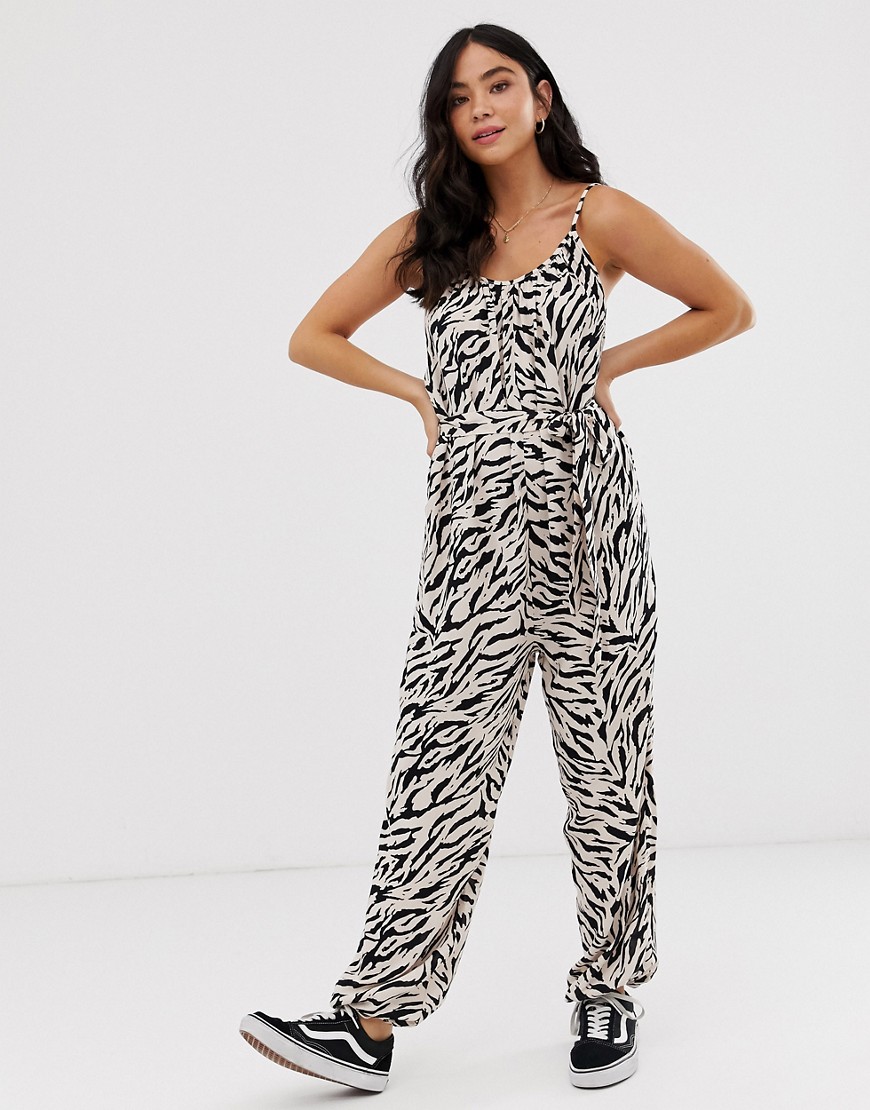New Look cuff jumpsuit in animal print
