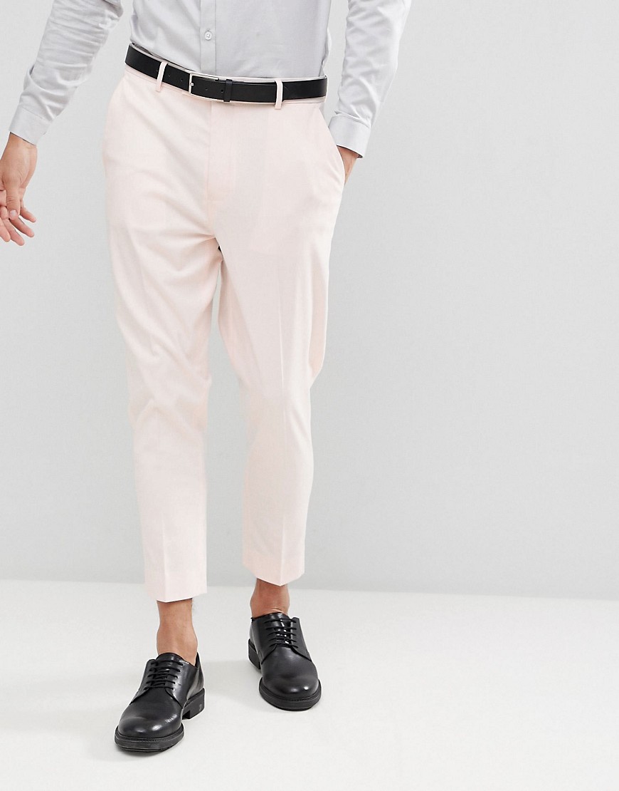 ASOS DESIGN wedding tapered suit trousers in dusky pink