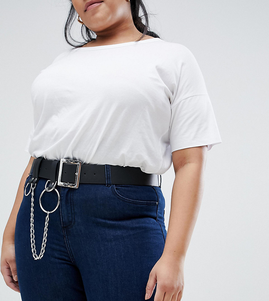 ASOS DESIGN Curve chain & ring detail waist & hip belt