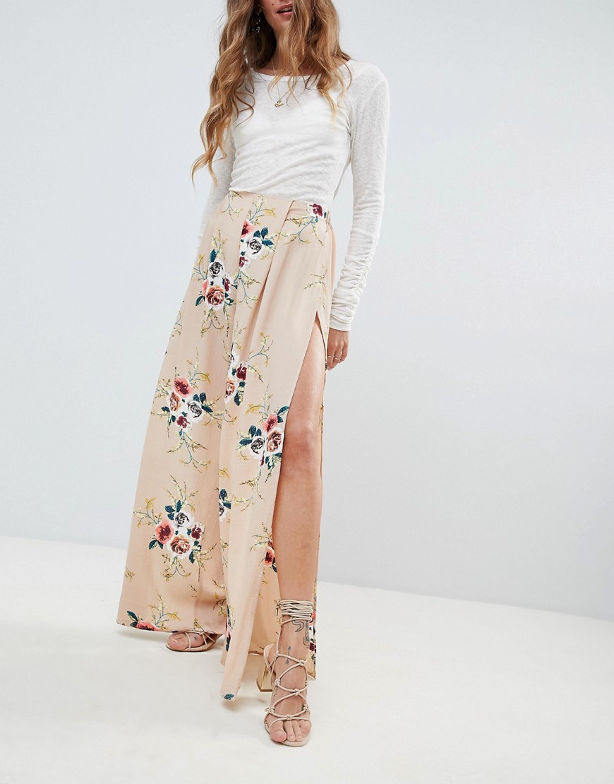 Love & Other Things Floral Open Side Trouser - Appricot