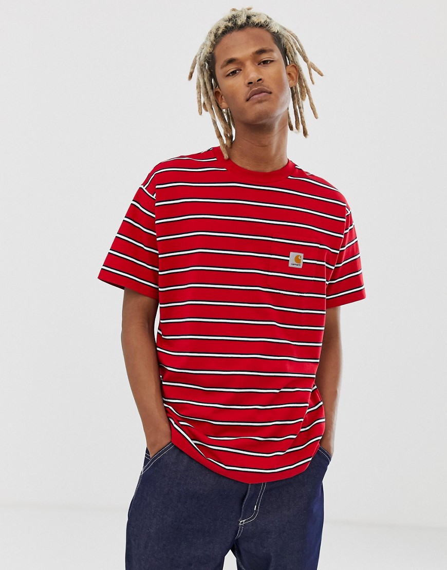 Carhartt WIP Houston striped pocket t-shirt in red