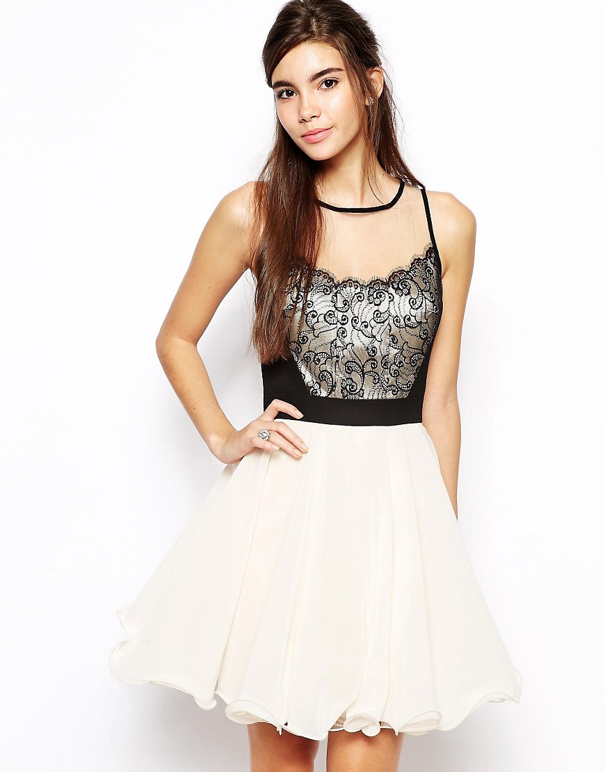 Chi Chi London Prom Dress with Lace Bodice - Multi