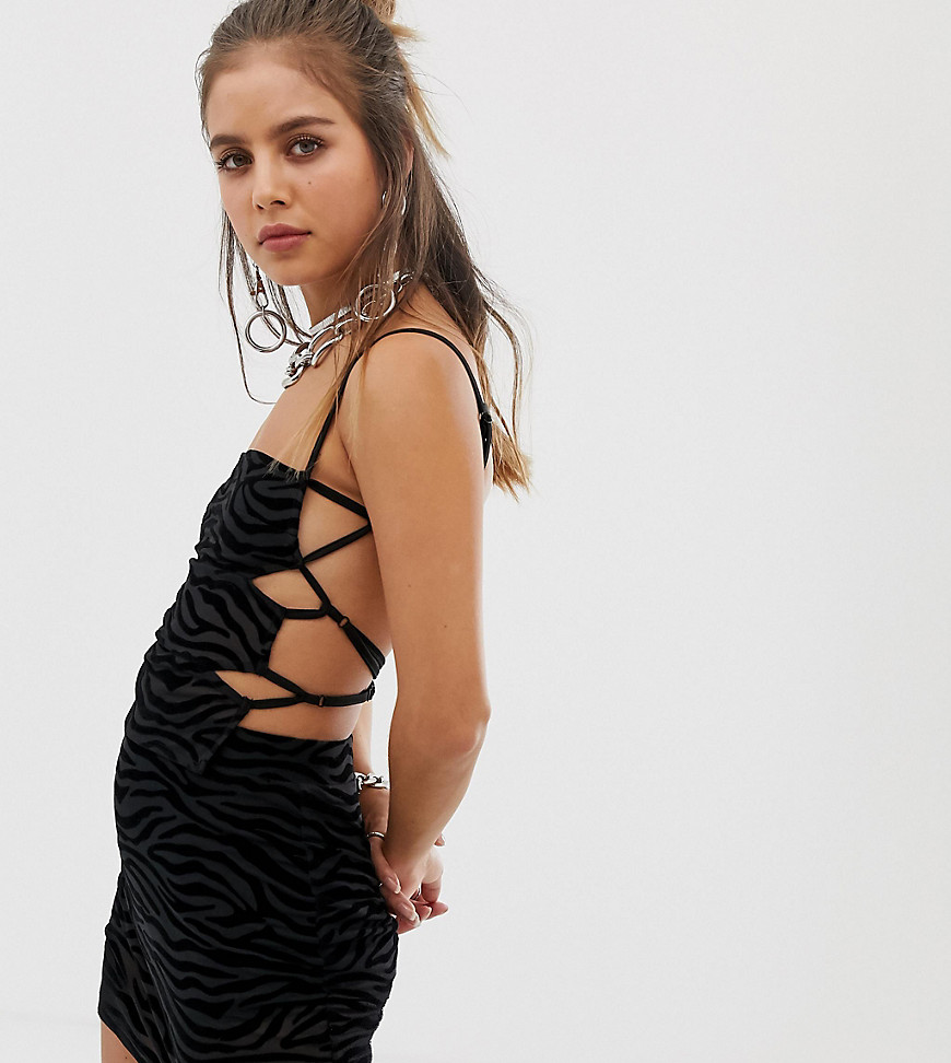 One Above Another strappy top in flocked zebra co-ord