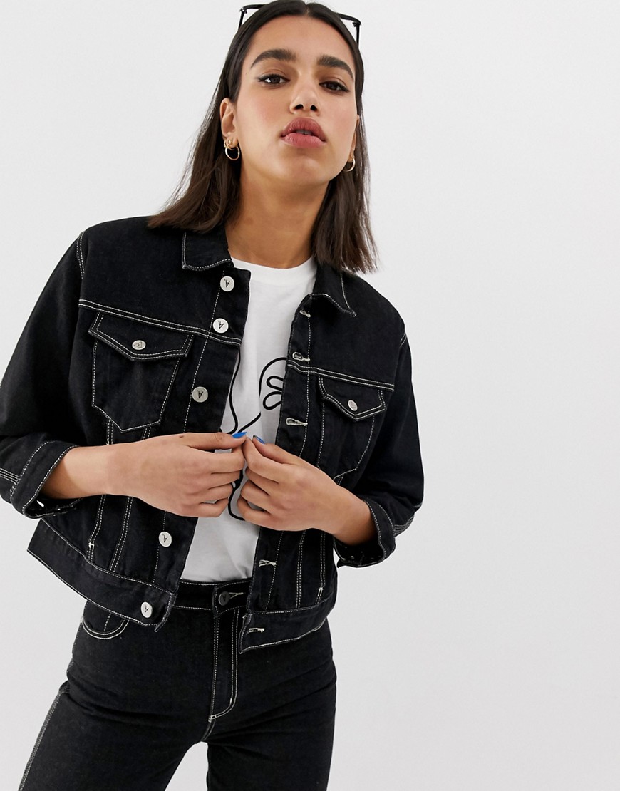 Abrand denim jacket with contrast stitching co-ord
