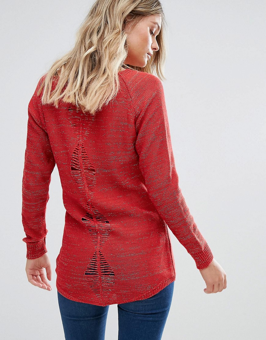 Pussycat London Cut Out Back Jumper - Red