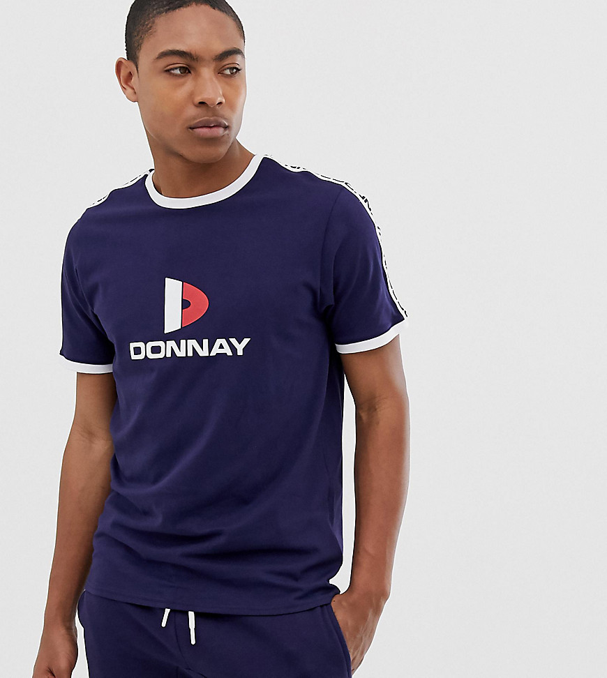 Donnay logo ringer t-shirt in navy