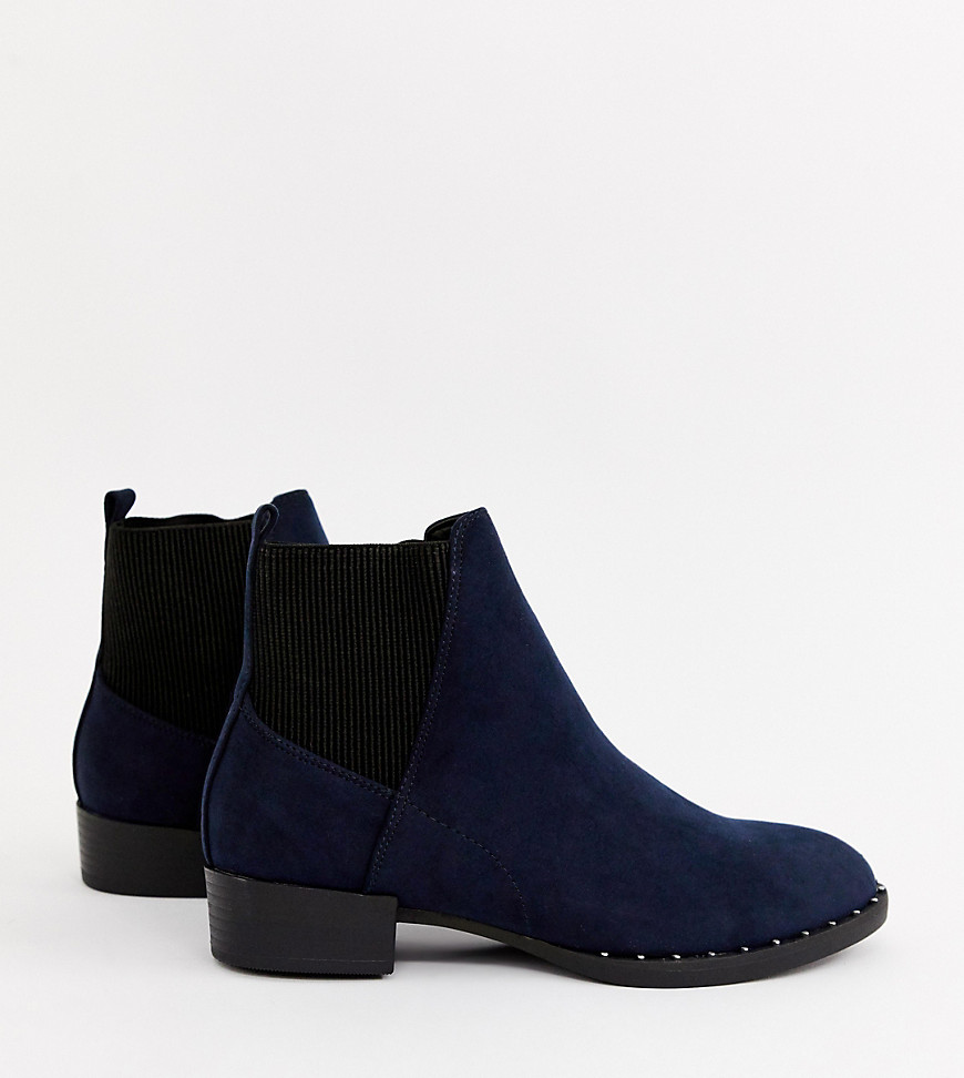 New Look studded flat boot in navy