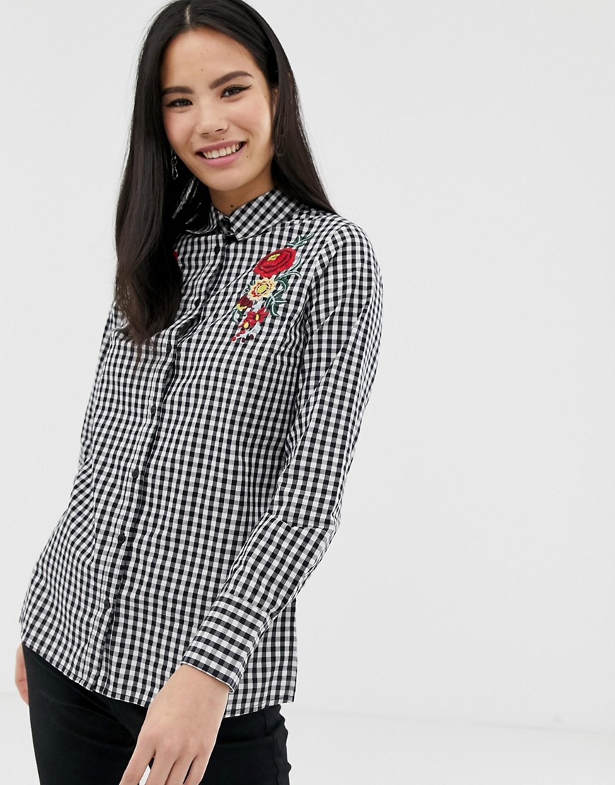 Influence gingham shirt with embroidery