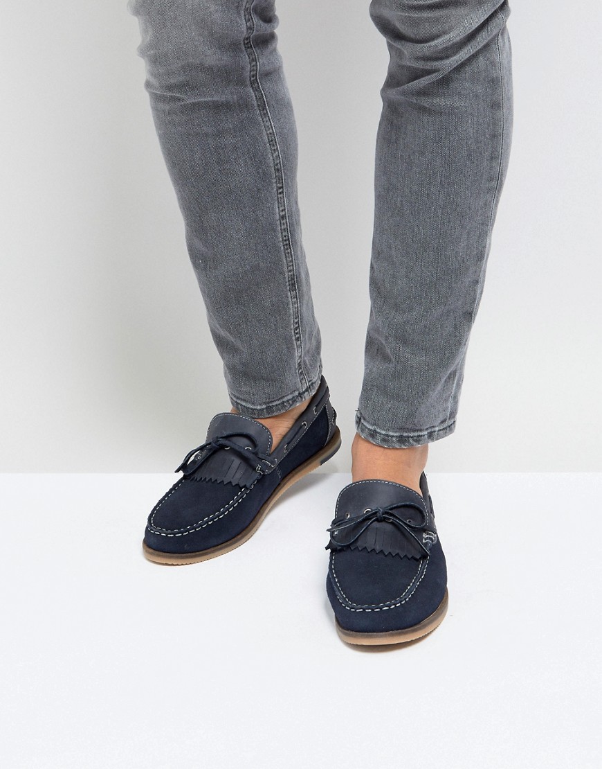 Silver Street Boat Shoes Navy Suede