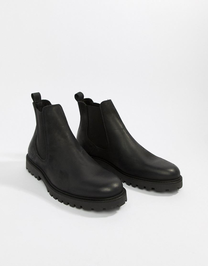 Zign chunky chelsea boots in black leather