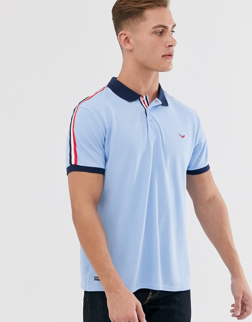 Threadbare polo with taping in blue