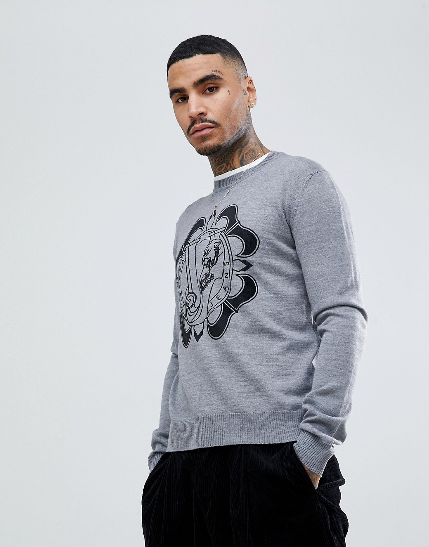 Versace Jeans jumper in grey with chest logo