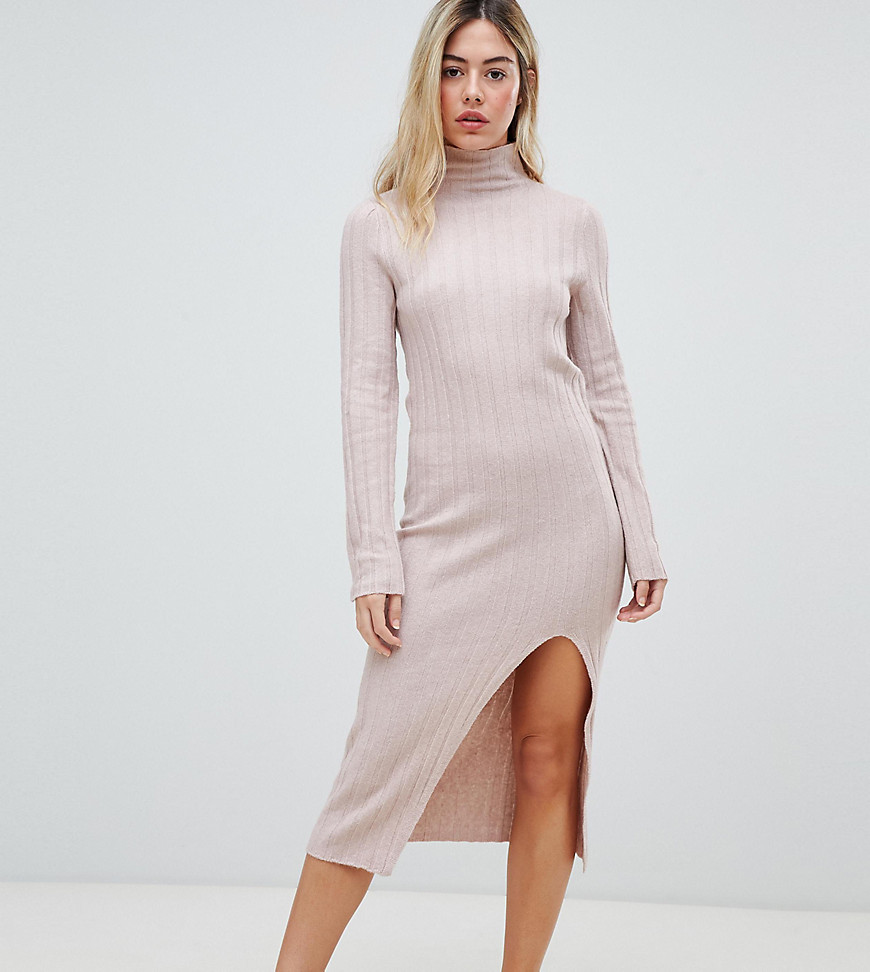 Micha Lounge high neck knitted dress in soft rib