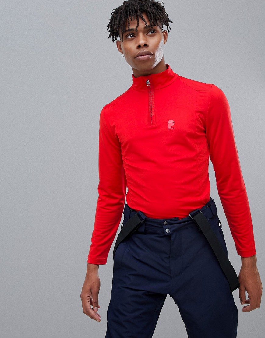 Protest Willowy 1/4 Zip Top in Red