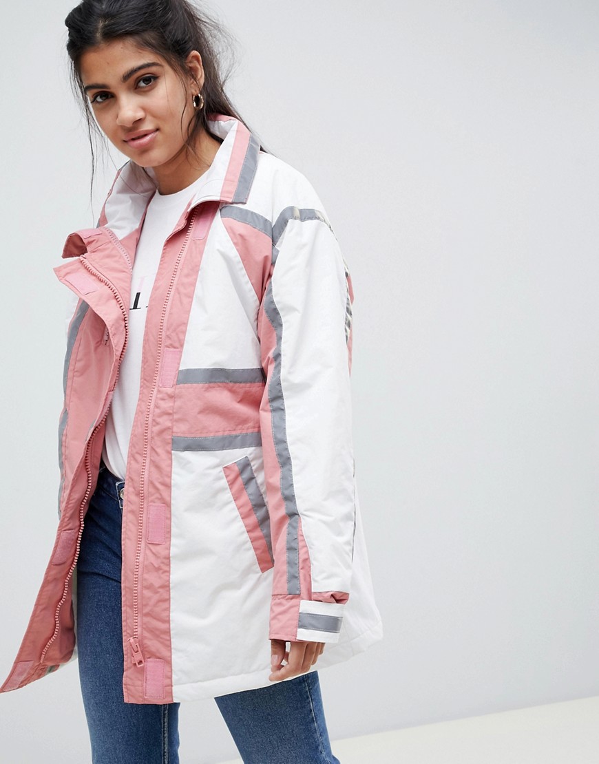 ASOS DESIGN anorak raincoat with reflective strips