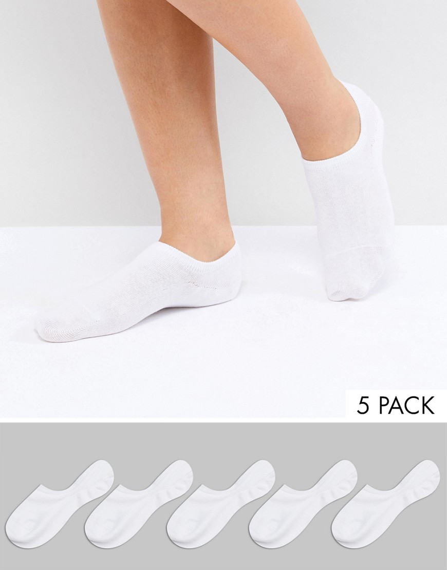 Monki 5 pack trainer socks in white